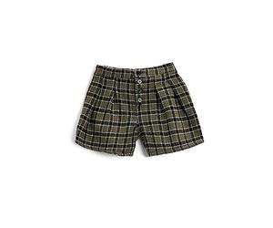 Koton Wool Blend Button Detail Shorts Pantaloncini Eleganti, Plaid Verde (7C8), 9-10 Anni Ragazze