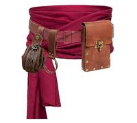 KOTORA Costume rinascimentale pirata fascia corsetto cintura marsupio borsa gonna escursione steampunk medievale Halloween set, 2-marrone, taglia unica