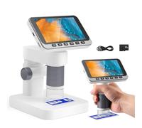 Kotsy Microscopio Digitale IPS 4,5", Microscopio Elettronico Portatile 1000X con 8 Luci LED Regolabili Scheda di Memoria 32GB USB per Bambini Adulti per Esplorare la Scienza Naturale