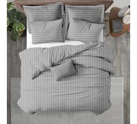 Kotton Culture copripiumino 100% cotone egiziano con due federe, copripiumino king size a 600 fili (225 cm x 220 cm), lussuosa biancheria da letto europea in morbido raso (argento a righe)