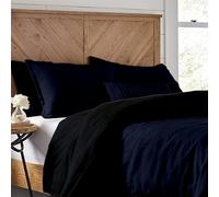 Kotton Culture Set Copripiumino Singolo Copripiumino Reversibile 100% Cotone Egiziano Premium Copripiumino con Due Federe 600 Fili Biancheria da Letto di Lusso (Navy e Nero, 140 cm x 200 cm)