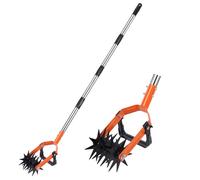 Kottwca Coltivatore rotativo da giardino, 2 in 1, diserbante da giardino, regolabile, per giardinaggio, con palo in acciaio inossidabile, dente esteso, strumento per seminare erba, allentare e