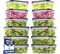 Kottwca Set di 12 contenitori salvafreschezza con coperchio, grande capacità (6 x 1000 ml + 6 x 1500 ml), set da cucina Meal Prep, 100% a prova di perdite, senza BPA, per forno a microonde