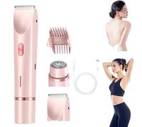 Kouamor Rasoio elettrico 2 in 1 per donne, rasoio elettrico a doppia testa, IPX7 impermeabile, uso bagnato e asciutto, trimmer bikini ricaricabile, batteria al litio 400 mAh, rosa