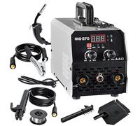 Kouamor Saldatrice portatile con display digitale a LED, saldatrice a filo di riempimento MIG, 250 A, con corrente regolabile per fai da te e professionisti