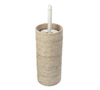 Kouboo Hand Woven Toilet Roll Stand La Jolla-Portarotolo di Carta igienica in Rattan Intrecciato a Mano, 3 Rotoli, Colore Vimini, Lavaggio Bianco, 17.145 x 17.145 x 52.07 cm