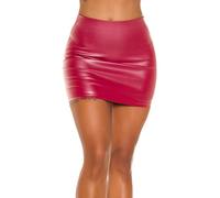 Koucla Mini gonna a vita alta in pelle, bordeaux, S