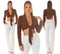 Koucla Top Ritaglia Maniche Lunghe da Legare Maglia Bolero Giacche Milax-Fashion