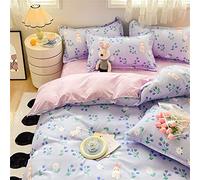 Koudi Biancheria da letto da bambina, 155 x 220 cm, motivo tulipano, in morbida microfibra, copripiumino con chiusura lampo e federa da 80 x 80 cm