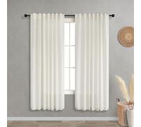 KOUFALL Linen Sheer Curtains 63 Inch Length for Living Room,2 Panel Set Semi Sheer Light Filtering Window Curtains Drapes 63 Inches Long for Bedroom,Cream Beige