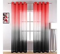 KOUFALL Set di 2 tende da soggiorno, 213 cm, colore: rosso e grigio