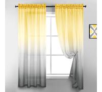 KOUFALL - Set di tende trasparenti gialle e grigie da 63 pollici, 2 pannelli, per camera da letto e cucina, colore: giallo brillante e grigio chi