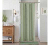KOUFALL Tenda da doccia per casa colonica verde salvia per bagno Piccola stalla 80 x 172 pollici Tessuto di lino Tessuto mezzo stretto impermeabile RV Tende da doccia per vasca da bagno Ensuite Boho Decor