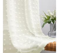 KOUFALL Tende bianco panna, lunghe 240 cm, per soggiorno, casa colonica, con pompon, in stile bohémien, tende velate per camera da letto, lavanderia, 2 pannelli, 132 x 248 cm, avorio