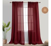 KOUFALL Tende bordeaux lunghe 213 cm per soggiorno, 2 pannelli, con tasca per asta, in finto lino, semi velate, per camera da letto, decorazioni natalizie, decorazioni natalizie, 132 x 213 cm, colore