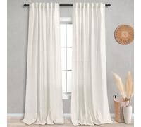 KOUFALL Tende extra lunghe 274 cm per soggiorno in fattoria, set di tende larghe in lino trasparente per grandi finestre, 2 pannelli, larghezza 132 cm per taglia 108 lunghezza, crema