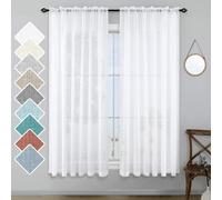 KOUFALL Tende semitrasparenti bianche da 63 pollici di lunghezza per camera da letto, set da 2 pannelli, tasca per asta, tende trasparenti filtra