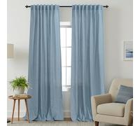 KOUFALL Tende trasparenti lunghe 274 cm, colore grigio pietra blu per soggiorno, set di 2 pannelli, facili da appendere, con ganci, tasca posteriore con foro e tasca in lino di lusso