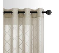 KOUFALL Tende trasparenti marroni per soggiorno classiche ricamate ondulate diamante 96 lunghe tende per finestre effetto lino convenienti Bight Eye Let Grommet tende per finestre per camera da letto