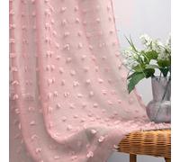 KOUFALL Tende trasparenti rosa chiaro, 2 pannelli, con fiocco floreale con pompon, in pizzo, per baldacchino, camera da letto, armadio, 213 cm di lunghezza, rosa polveroso malva pallido