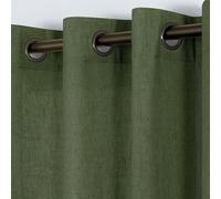 KOUFALL Tende verdi lunghe 248 cm, con occhielli in alto in lino trasparente anni '70, tende retrò per soggiorno e camera da letto, set di 2 pannelli, verde oliva scuro