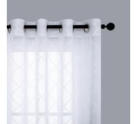 KOUFALL White Sheer Curtains 84 Inches Long 2 Panels,Embroidered Semi Sheer Curtains for Bedroom Living Room Dining Room with Grommet Design,84 inch Length Set