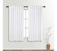 KOUFALL White Short Curtains for Kitchen Bedroom Small Window,Sheer Privacy Linen Mini RV Curtains for Camper Windows,45 Inch Length