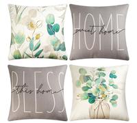 KOUGAS Cushion Cover 40x40 Set of 4 Decorative Cushion Covers Decoration Outdoor Cushion Cover Linen Decorative Cushion for Bedroom Sofa Chair Bed (grigio verde)
