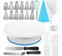 KOUHA Piatto Girevole per Torte Kit Pasticceria Decorazioni Torte Kit Pasticceria Professionale Accessori per Torte con Giradischi Beccucci sac a Poche Raschietti Spatole(72 Pezzi)
