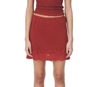 Kouoybt Mezza sottoveste per le donne sottogonna vestito pizzo Trim mini gonna estensore sopra il ginocchio metà slip elastico in vita sottogonne, a-rosso, XXL