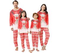 Kouric Pigiama Natale Famiglia, Pigiami Natalizi per Tutta la Famiglia, Renna Pigiama Natalizio Famiglia Pigiami Natale, Girocollo Due Pezzi Natale Pigiama Famiglia Set per Donna Uomo Bambino Bambina