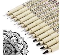 Kousicoo - Penne da disegno a punta fine Muchcute: set da 12 penne nere a linea fine con inchiostro impermeabile, forniture per artisti, pennarelli per archiviazione, per contorni, anime, regali
