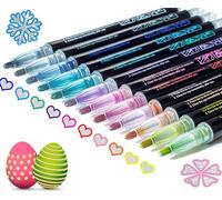 KOUSICOO Penne Glitterate Colorate Pennarelli Glitter: 12 Colori Outline Pen Magici Metallici Pennarelli Particolari Cancelleria Bambina Regali Natale Ragazza 8 10 12 Anni