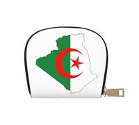 KOUUIP Algeria Bandiera Mappa Stampa Delle Donne Porta Carte di Credito Portafoglio Zip In Pelle Porta Carte Titolare Della Carta Unisex Per Uomini E, bianco, Taglia unica