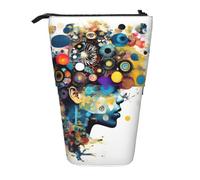 KOUUIP Astuccio telescopico con intelligenza artificiale, stampa cerebrale, portapenne, astuccio per cancelleria, stand up, borsa retrattile, organizer, Nero , taglia unica