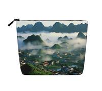 KOUUIP Beauty case da viaggio con stampa di montagne terrestri, borsa organizer per cosmetici, borsa da viaggio per articoli da toeletta da donna, nero, Taglia unica