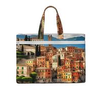 KOUUIP Bella borsa portadocumenti in tela con stampa italiana, 26 x 38 cm, 2 tasche con cerniera, senza ingombri per documenti da ufficio