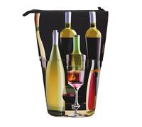 KOUUIP Bicchieri da cocktail e bottiglie di vino stampa astuccio telescopico portapenne astuccio cancelleria, borsa retrattile stand up organizer in piedi
