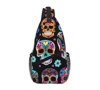 KOUUIP Borsa a tracolla con teschio di zucchero per uomini e donne, borsa a tracolla antifurto borsa da viaggio casual per escursioni