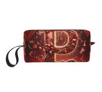 KOUUIP Borsa cosmetica portatile dell'organizzatore della cassa di trucco di viaggio di grande capacità della stampa P per le donne, bianco, Taglia unica