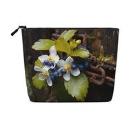 KOUUIP Borsa organizer per il trucco motivo floreale porta fienile blu acqua borsa organizzatore per articoli da toeletta di dimensioni da viaggio per donna, nero -, taglia unica, nero, taglia única,