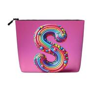 KOUUIP Borsa per trucco con stampa a S, bella borsa da toilette da viaggio, borsa per articoli da toeletta da donna, nero, taglia unica, colore: nero, Nero , taglia unica