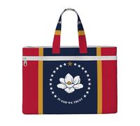 KOUUIP Borsa portadocumenti in tela con bandiera del Mississippi con stampa, 26 x 38 cm, 2 tasche con cerniera, senza ingombri per documenti da ufficio