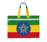 KOUUIP Borsa portadocumenti in tela con bandiera dell'Etiopia con stampa, 26 x 38 cm, 2 tasche con cerniera, senza ingombri per documenti da ufficio