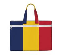 KOUUIP Borsa portadocumenti in tela con stampa bandiera del Ciad, 26 x 38 cm, 2 tasche con cerniera, senza ingombri per documenti da ufficio