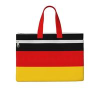 KOUUIP Borsa portadocumenti in tela con stampa con bandiera tedesca, 26 x 38 cm, 2 tasche con cerniera, senza ingombri per documenti da ufficio