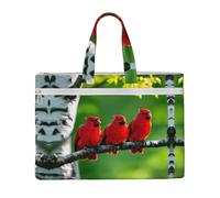 KOUUIP Borsa portadocumenti in tela con stampa di alberi di betulla, 26 x 38 cm, 2 tasche con cerniera, senza ingombri per documenti da ufficio