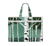 KOUUIP Borsa portadocumenti in tela con stampa di alberi di betulla, 26 x 38 cm, 2 tasche con cerniera, senza ingombri per documenti da ufficio
