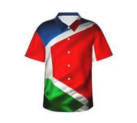 KOUUIP Camicia hawaiana da uomo con bandiera del Costa Rica, casual, in spiaggia, estiva, per feste, in tessuto elasticizzato con vestibilità moderna, nero, XX-Large