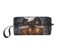 KOUUIP Casa di Villaggio di Natale 3 stampa Grande Capacità di Viaggio Caso di Trucco Organizzatore Sacchetto di Trucco Sacchetto Cosmetico Portatile Per, bianco, Taglia unica